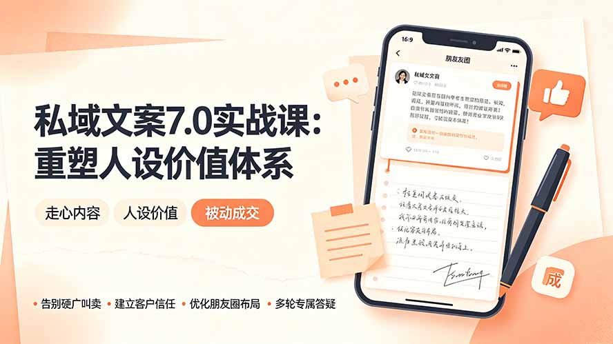 （19313期） 私域文案实战课7.0：重塑人设价值体系｜-告别硬广推销×走心内容×自我价值塑造，实现被动成交|无忧资源社