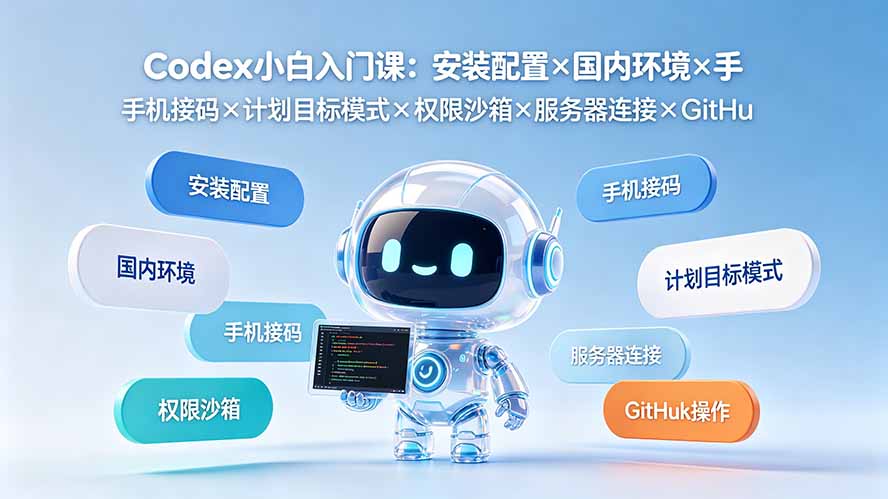 （19402期）Codex小白入门课：安装配置×国内环境×手机接码×计划目标模式×权限沙箱×服务器连接×GitHub操作|无忧资源社