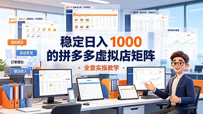 （19253期）稳定日入 1000 的拼多多虚拟店矩阵，全套实操教学|无忧资源社