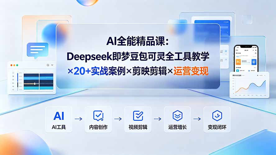 （19278期）AI全能精品课：Deepseek即梦豆包可灵全工具教学×20+实战案例×剪映剪辑×运营变现|无忧资源社