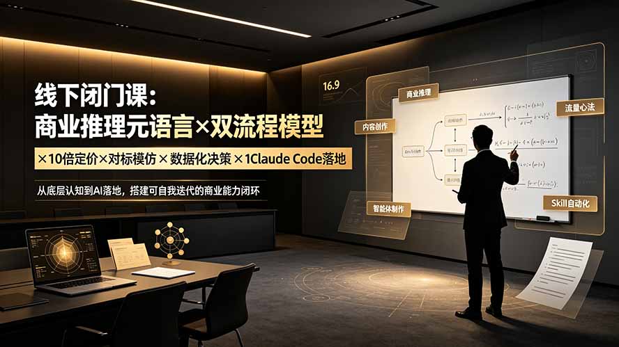 （19381期）线下闭门课：商业推理元语言×双流程模型×10倍定价×对标模仿×数据化决策×Claude Code落地，击穿认知盲区|无忧资源社