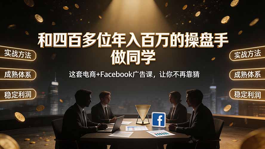 （19592期）和四百多位年入百万的操盘手做同学——这套电商+Facebook广告课，让你不再靠猜【原创双语字幕】|无忧资源社