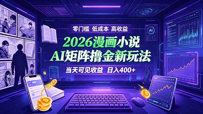 （19219期）爆款小说漫画大阅读    ai矩阵操作    当天可见收益  日入400+    零门槛    高收益|无忧资源社