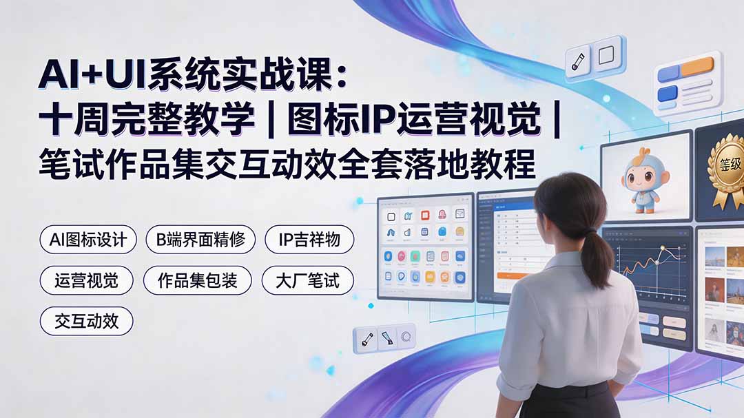 （19378期）AI+UI系统实战课：十周完整教学｜图标IP运营视觉｜笔试作品集交互动效全套落地教程|无忧资源社