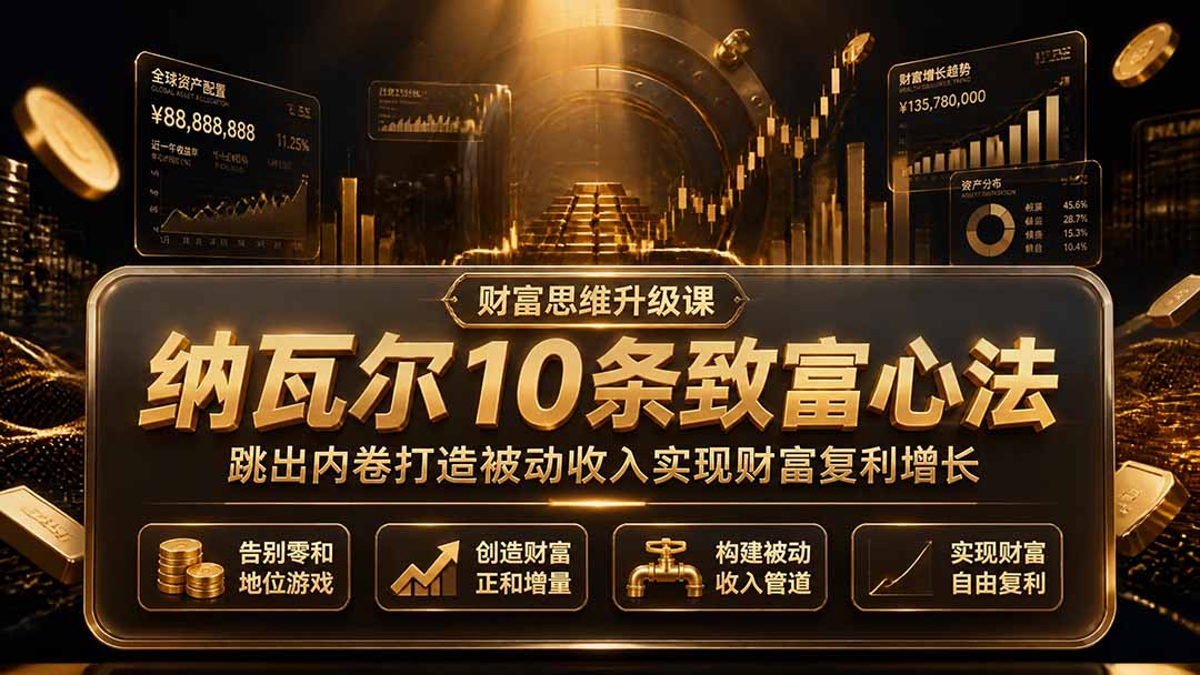 （19628期）付费文章：纳瓦尔10条致富心法，跳出内卷打造被动收入实现财富复利增长|无忧资源社
