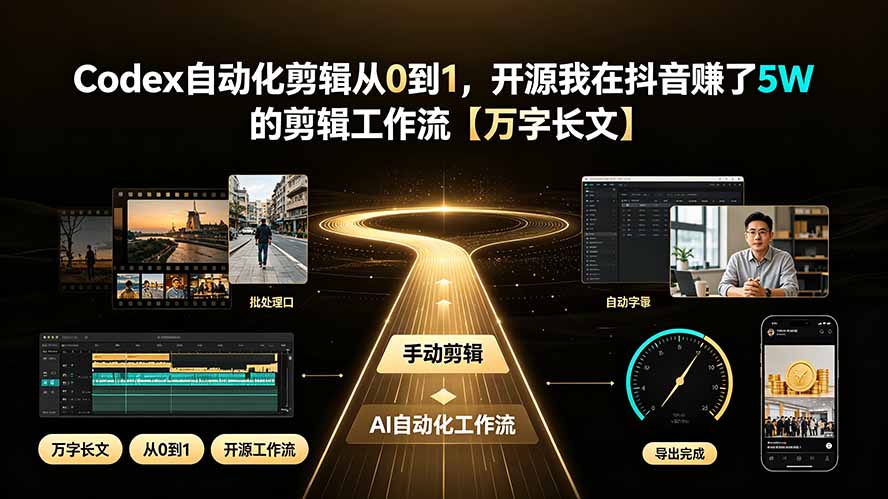（19504期）Codex自动化剪辑从0到1，开源我在抖音赚了5W 的剪辑工作流【万字长文】|无忧资源社