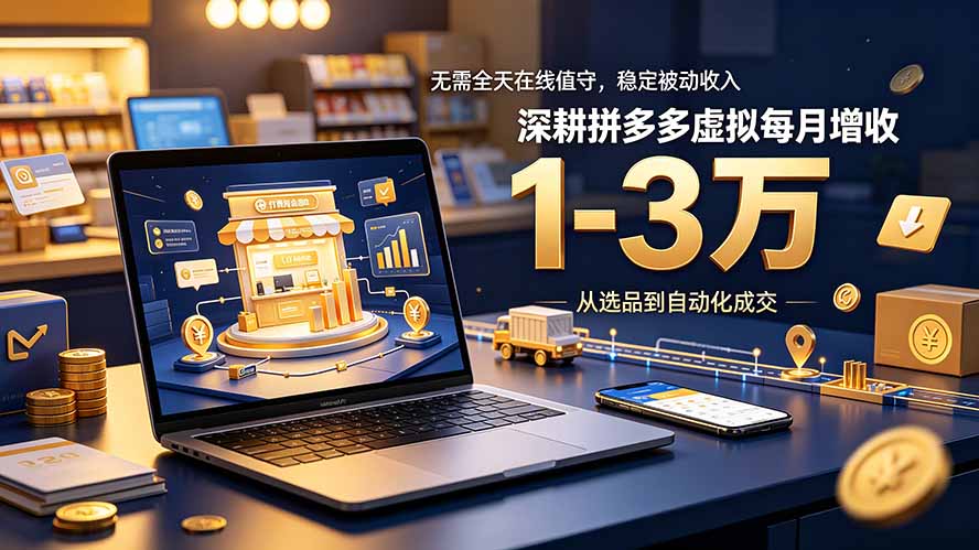 （19326期）无需全天在线值守，稳定被动收入，深耕拼多多虚拟每月增收 1-3 万|无忧资源社