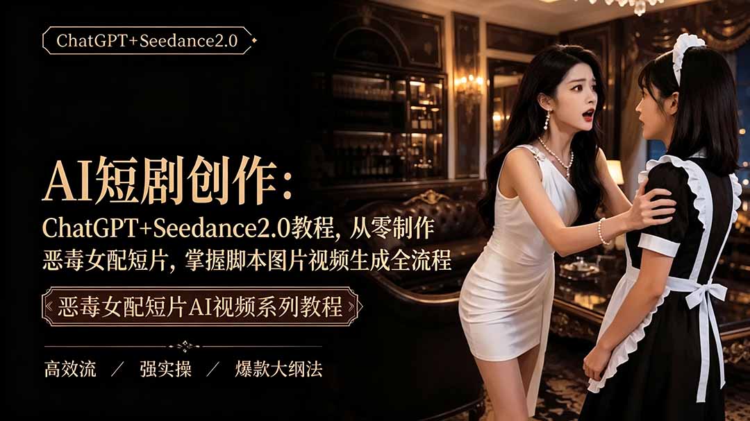 （19545期）AI短剧创作：ChatGPT+Seedance2.0教程，从零制作恶毒女配短片，掌握脚本图片视频生成全流程|无忧资源社