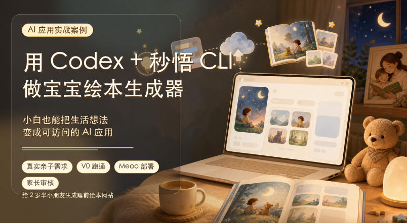 （19415期）AI应用实战案例，用Codex+秒悟CLl做宝宝绘本生成器，小白也能把生活想法变成可访问的AI应用|无忧资源社