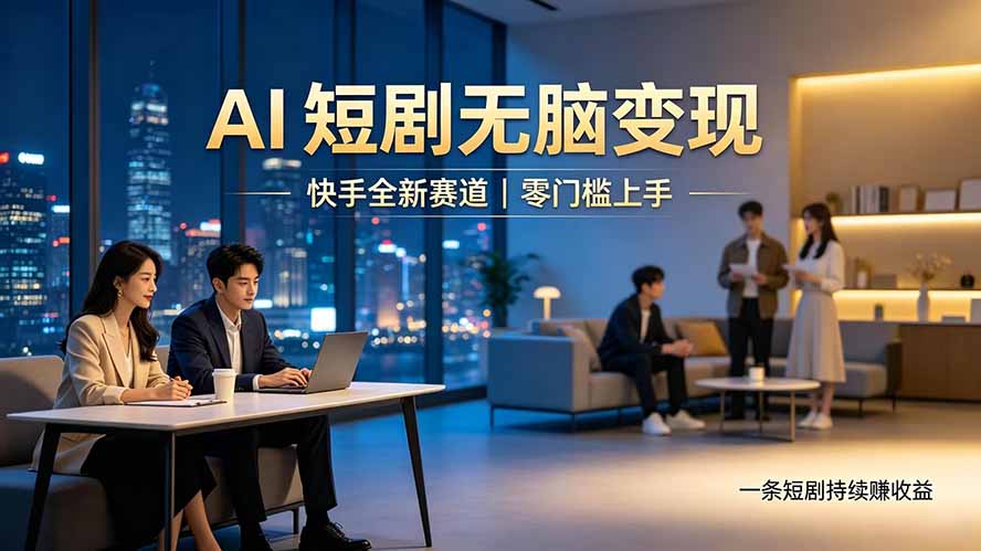 （19577期）别乱找副业了，快手 AI 短剧零门槛长久被动增收|无忧资源社