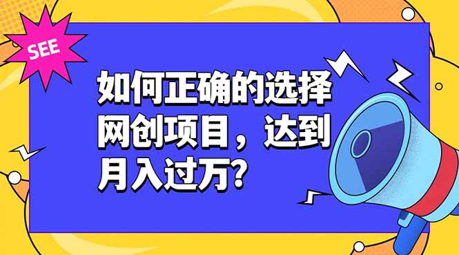 (19176期)如何正确的选择网创项目,达到月入过万?,本课程教你正确选择项目。|无忧资源社