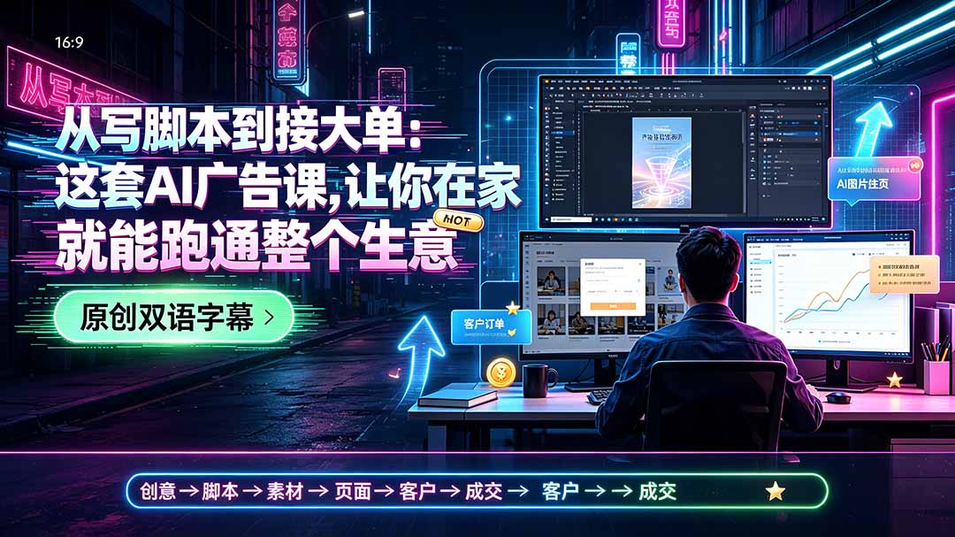 （19318期）从写脚本到接大单：这套AI广告课，让你在家就能跑通整个生意【原创双语字幕】|无忧资源社