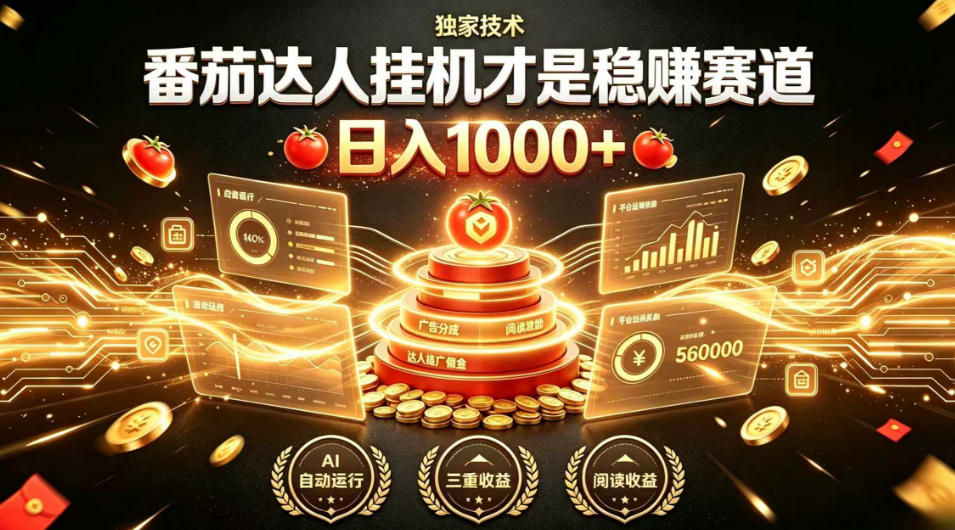 别再瞎找副业！番茄达人挂G才是稳賺赛道，日入1000+，全程傻瓜式操作，可矩阵放大【揭秘】|无忧资源社