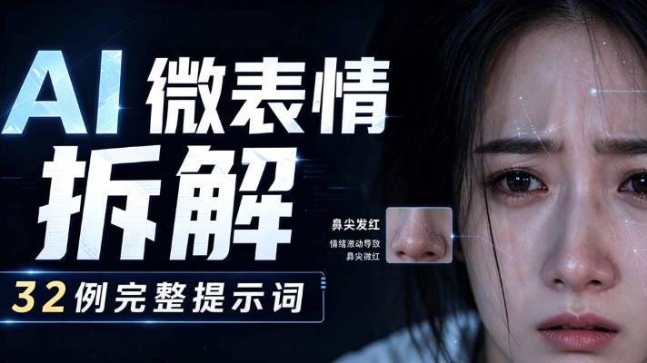 AI微表情拆解提示词合集，精准调控AI角色表情，可直接复用，0基础也能调出影视级表情变化|无忧资源社