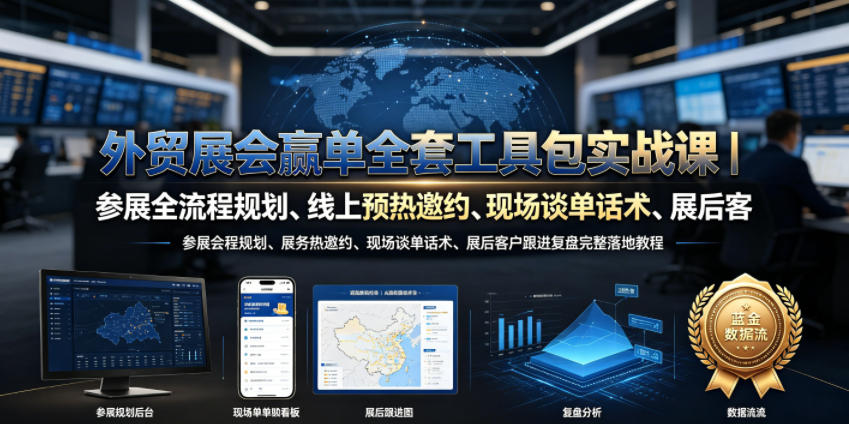 外贸展会赢单全套工具包实战课｜参展全流程规划、线上预热邀约、现场谈单话术、展后客户跟进复盘完整落地教程|无忧资源社