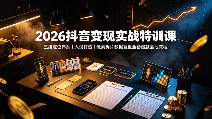 （19419期）2026抖音变现实战特训课：三维定位体系｜人设打造｜像素拆片数据复盘全套爆款落地教程|无忧资源社
