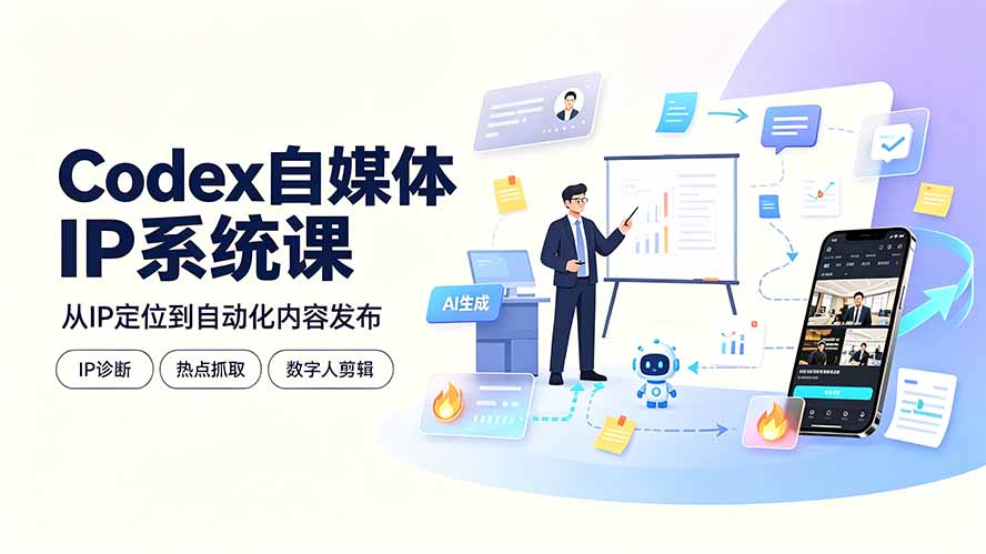 （19258期）Codex自媒体IP系统课：IP诊断/热点抓取/IP蒸馏 Skill，爆款复刻数字人多平台自动发布教程|无忧资源社