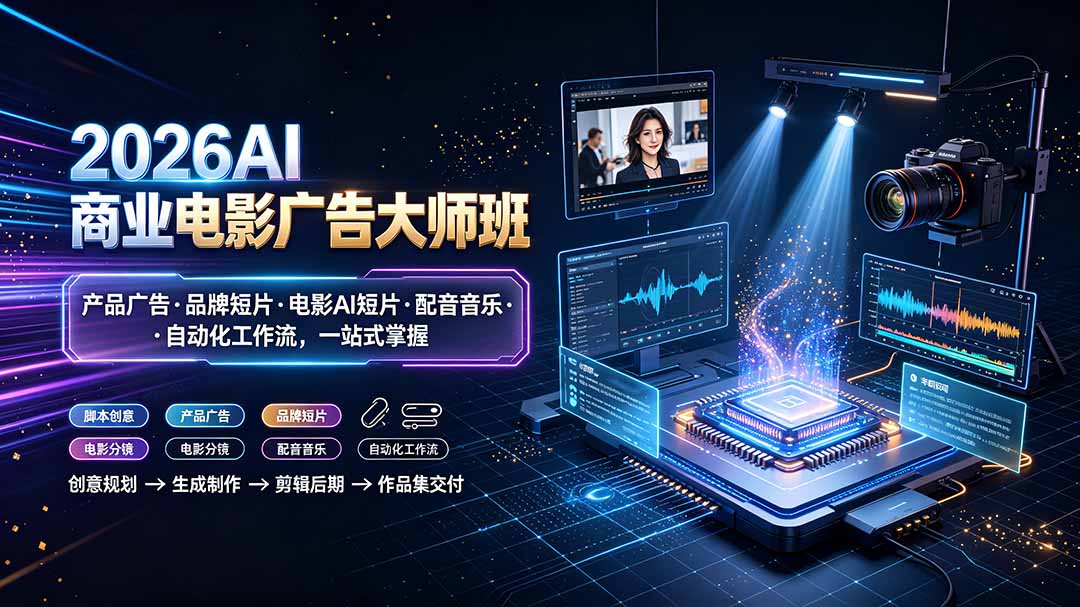 （19303期）2026AI商业电影广告大师班：产品广告·品牌短片·电影AI短片·配音音乐·自动化工作流，一站式掌握|无忧资源社
