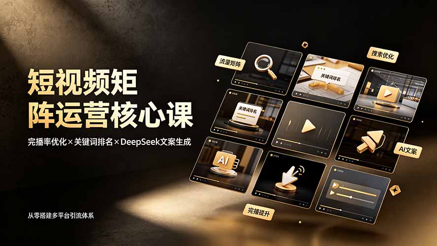 （19259期）短视频矩阵运营核心课：完播率优化×关键词排名×DeepSeek文案生成，从零搭建多平台引流体系|无忧资源社