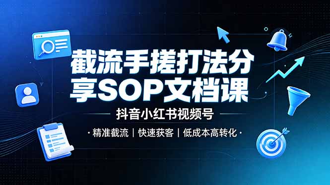（19202期）截流手搓打法分享SOP文档课，抖音小红书视频号丨精准截流，快速获客，低成本高转化|无忧资源社