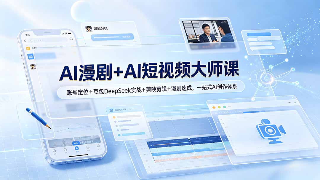 (19147期)AI漫剧+AI短视频大师课:账号定位+豆包DeepSeek实战+剪映剪辑+漫剧速成,一站式AI创作体系|无忧资源社