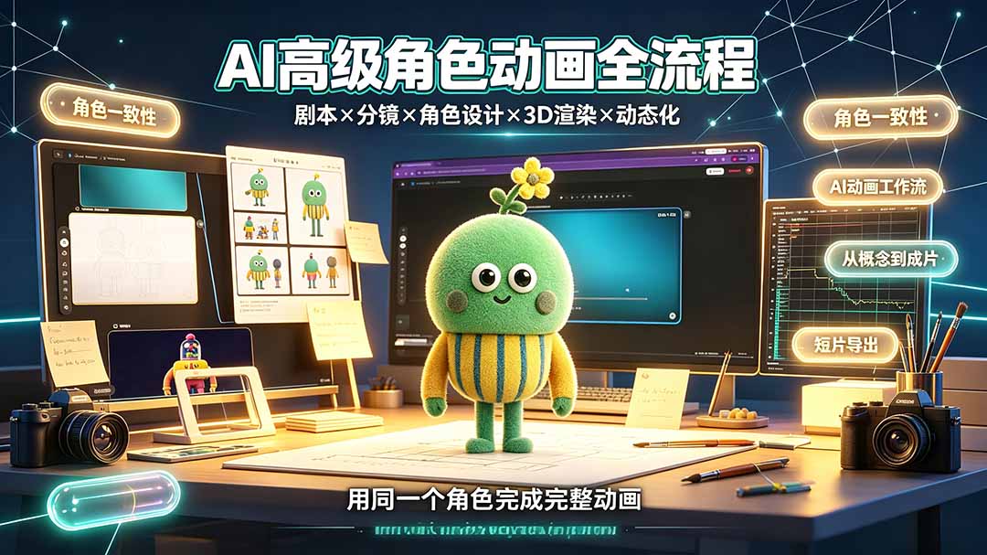 （19304期）AI高级角色动画全流程：剧本×分镜×角色设计×3D渲染×动态化，从概念到成片一站式教学|无忧资源社