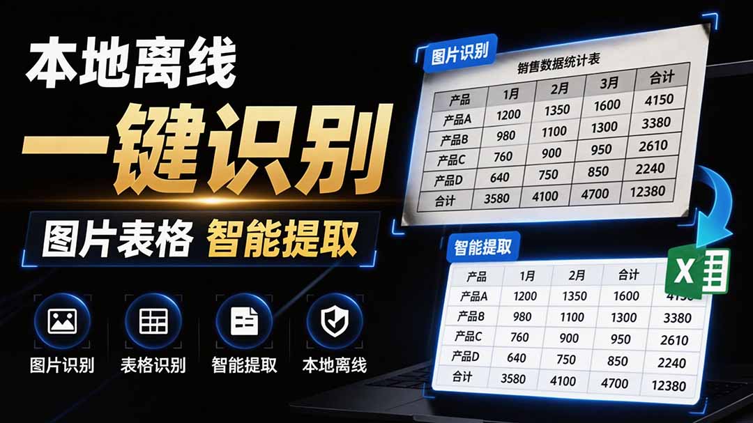 (19609期)体积仅70MB,图片一键智能提取表格工具来了!完全免费且离线使用,FastOCR智能表格识别软件V1.0|无忧资源社
