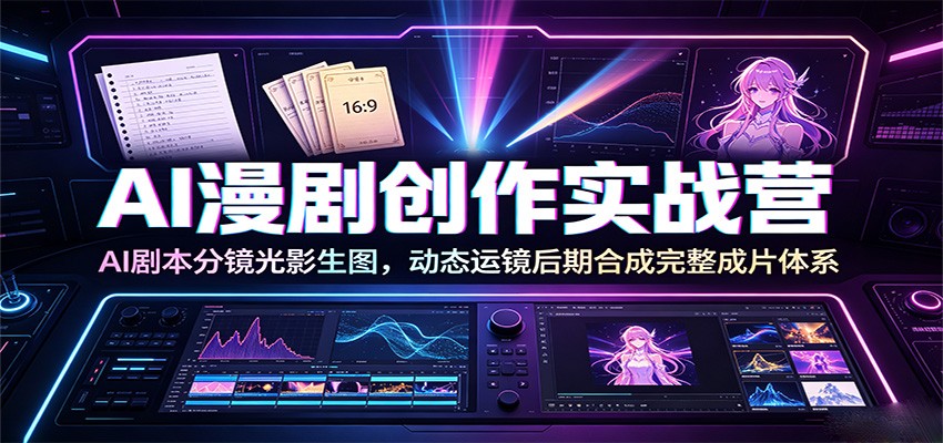 AI漫剧创作实战营：AI剧本分镜光影生图，动态运镜后期合成完整成片体系|无忧资源社