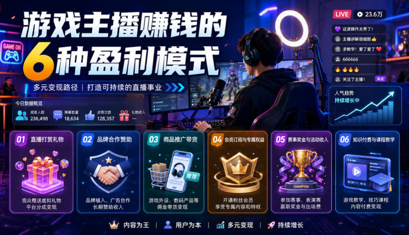 付费文章：游戏主播賺钱的6种盈利模式|无忧资源社