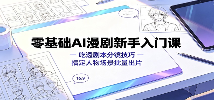 零基础AI漫剧新手入门课：吃透剧本分镜技巧，搞定人物场景批量出片|无忧资源社