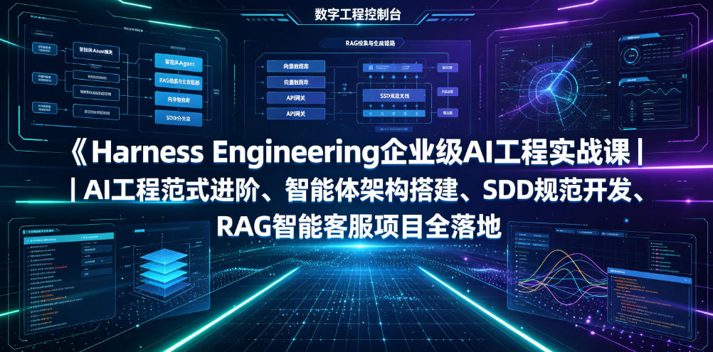 Harness Engineering企业级AI工程实战课｜AI工程范式进阶、智能体架构搭建、SDD规范开发、RAG智能客服项目全落地|无忧资源社