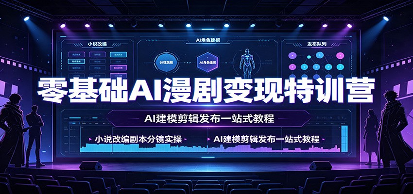 零基础AI漫剧变现特训营：小说改编剧本分镜实操，AI建模剪辑发布一站式教程|无忧资源社