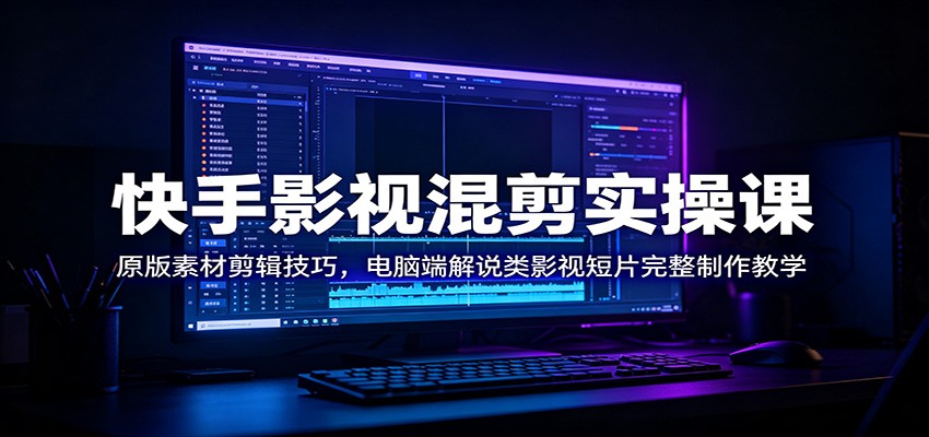 快手影视混剪实操课：原版素材剪辑技巧，电脑端解说类影视短片完整制作教学|无忧资源社