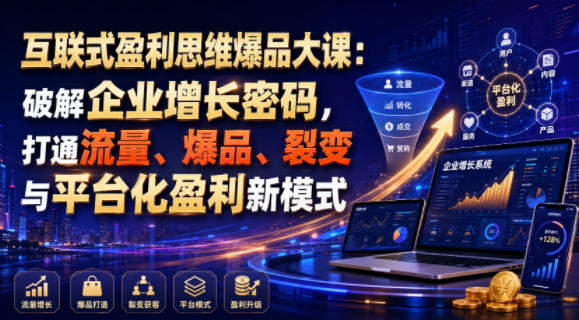 互联式盈利思维爆品大课：破解企业增长密码，打通流量、爆品、裂变与平台化盈利新模式|无忧资源社
