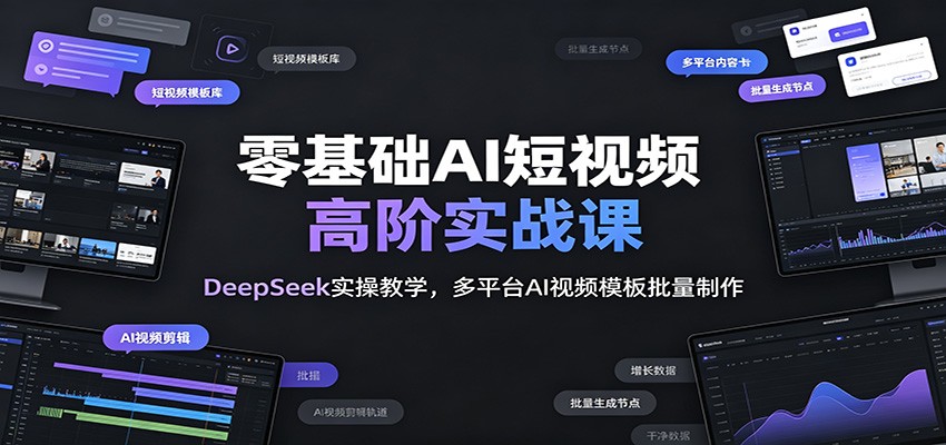零基础AI短视频高阶实战课：DeepSeek实操教学，多平台AI视频模板批量制作|无忧资源社