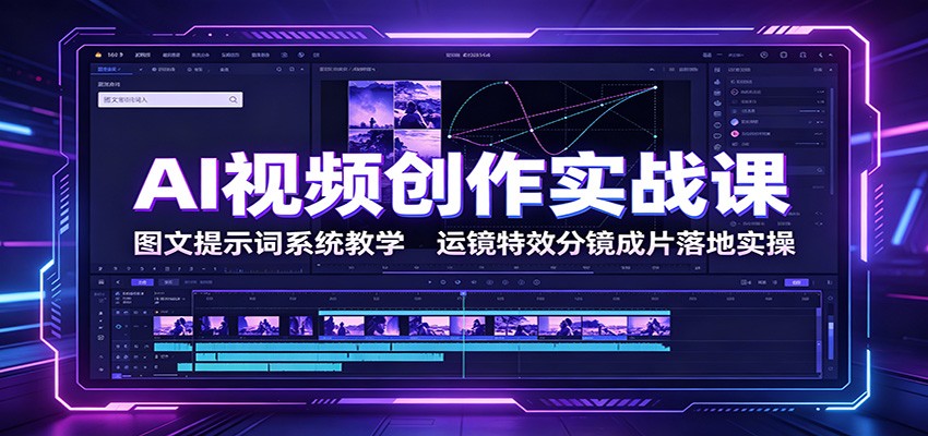 AI视频创作实战课：图文提示词系统教学，运镜特效分镜成片落地实操|无忧资源社