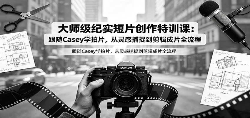 大师级纪实短片创作特训课：跟随Casey学拍片，从灵感捕捉到剪辑成片全流程|无忧资源社