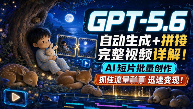 GPT-5.6自动生成＋拼接完整视频详解，AI短片批量创作，抓住流量迅速变现！|无忧资源社