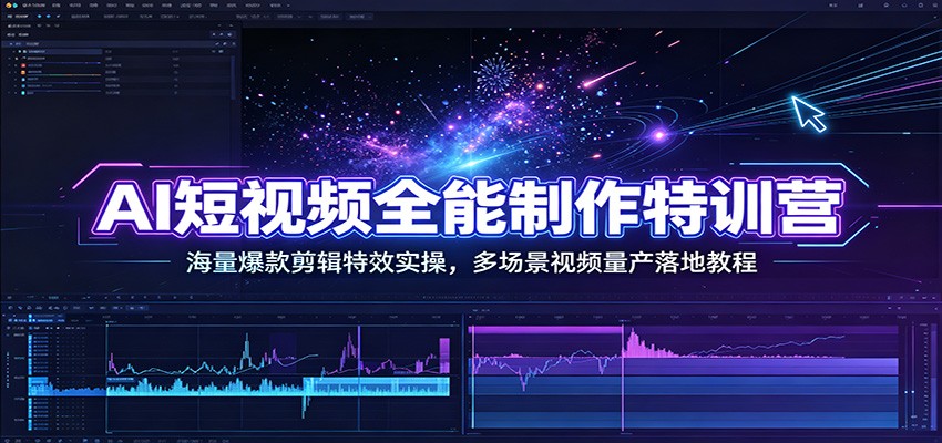 AI短视频全能制作特训营：海量爆款剪辑特效实操，多场景视频量产落地教程|无忧资源社