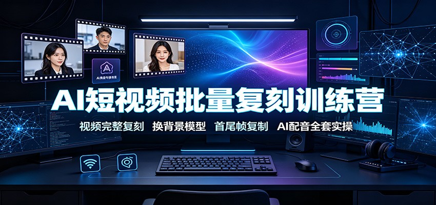 AI短视频批量复刻训练营：视频完整复刻，换背景模型、首尾帧复制、AI配音全套实操|无忧资源社