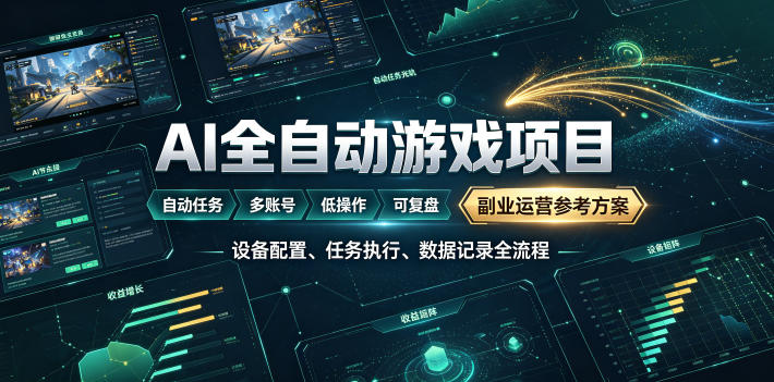 AI全自动游戏躺賺副业：日入几百，稳定运行三年的项目！【揭秘】|无忧资源社