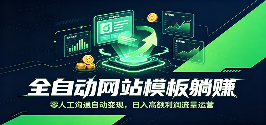 全自动网站模板躺赚：零人工沟通自动变现，日入高额利润流量运营|无忧资源社