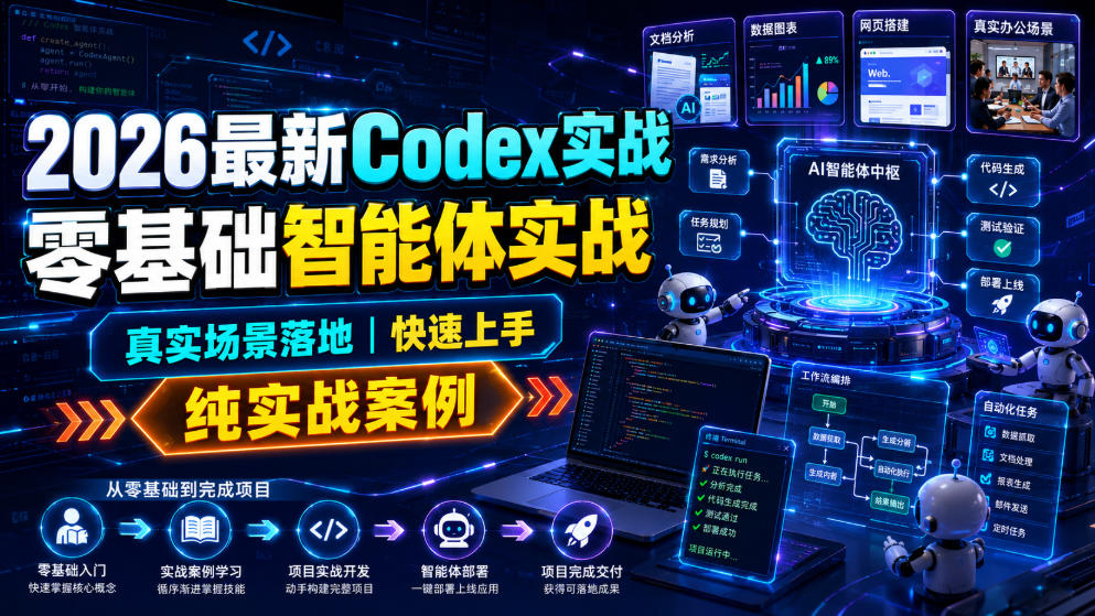 2026最新Codex实战零基础智能体实战，真实场景落地，快速上手，纯实战案例|无忧资源社