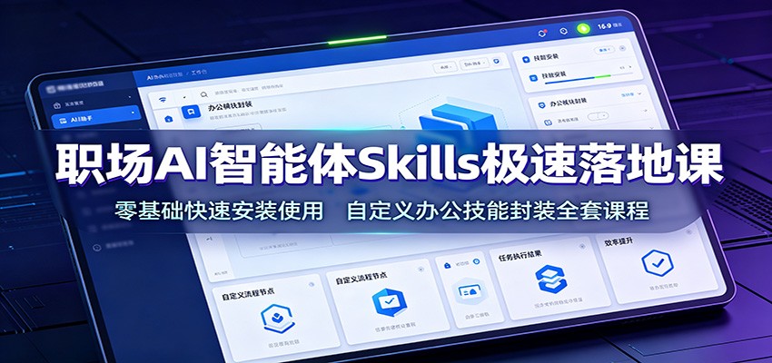 职场AI智能体Skills极速落地课：零基础快速安装使用，自定义办公技能封装全套课程|无忧资源社