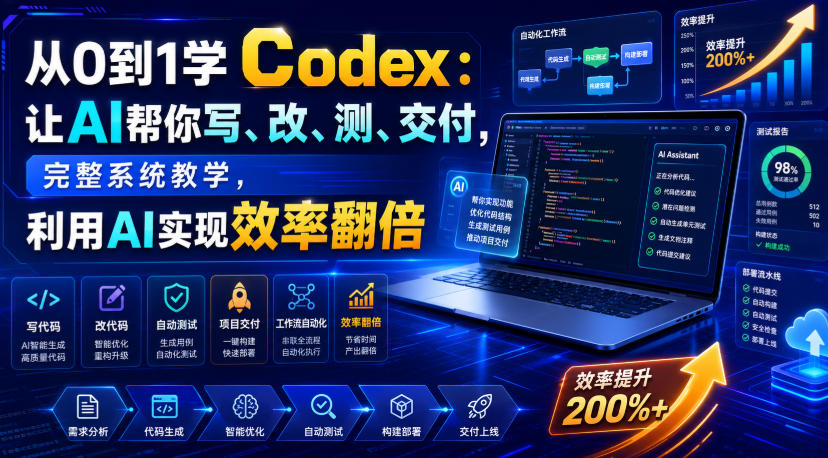从0到1学Codex：让AI帮你写、改、测、交付，完整系统教学，利用AI实现效率翻倍|无忧资源社