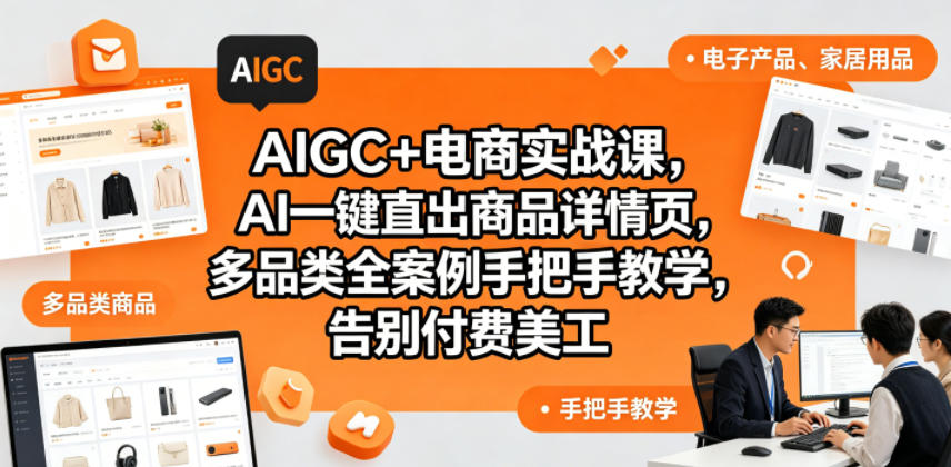 AIGC+电商实战课，AI一键直出商品详情页，多品类全案例手把手教学，告别付费美工（更新0704）|无忧资源社