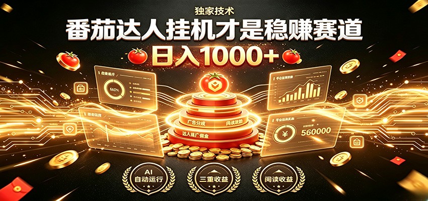 别再瞎找副业！番茄达人挂机才是稳赚赛道 日入1000+|无忧资源社