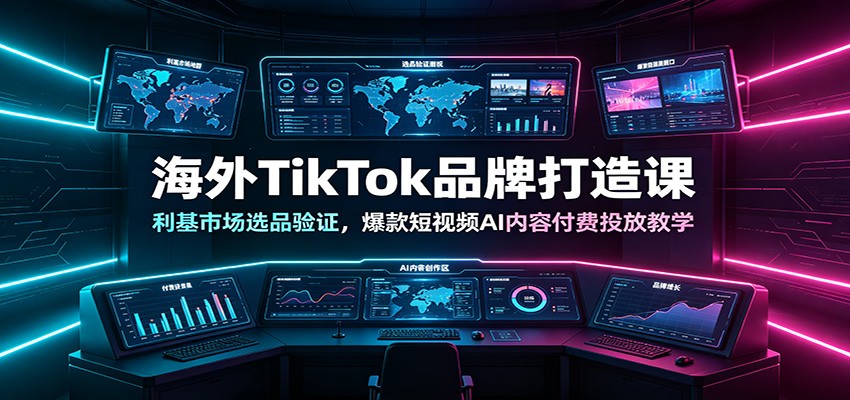 海外TikTok品牌打造课：利基市场选品验证，爆款短视频AI内容付费投放教学|无忧资源社