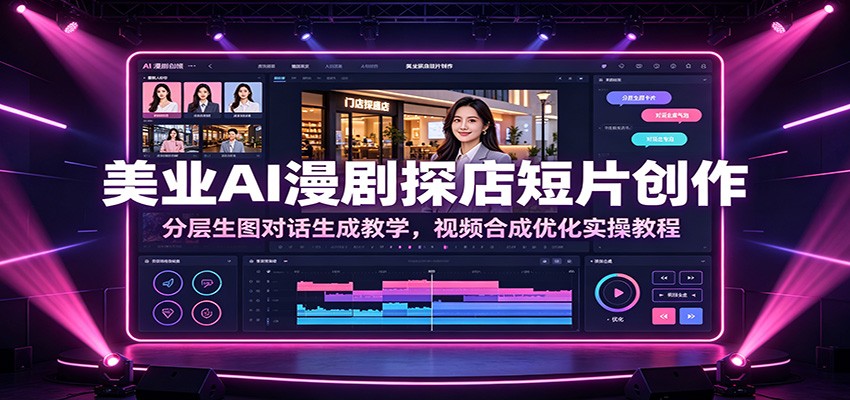 美业AI漫剧探店短片创作：分层生图对话生成教学，视频合成优化实操教程|无忧资源社