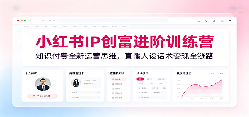 小红书IP创富进阶训练营：知识付费全新运营思维，直播人设话术变现全链路|无忧资源社